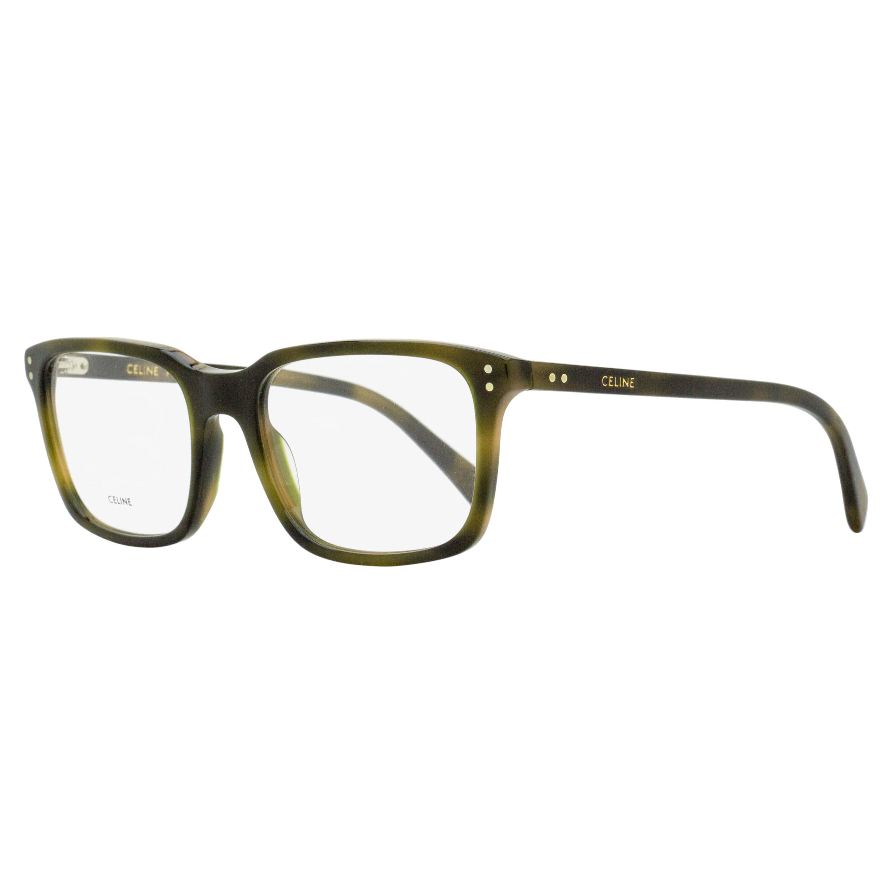 Celine Full Rectangular Eyeglasses Cl50081i 055 Green Havana 56mm